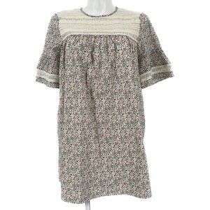 English Factory Women's Floral Lace Trim Dress Size M Shift Button Close